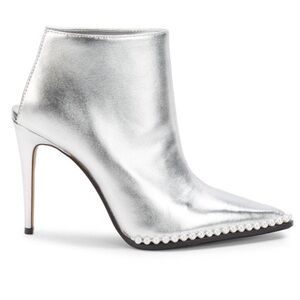 KARL LAGERFELD PARIS Cyron Leather‎ Stiletto Booties Silver 8.5